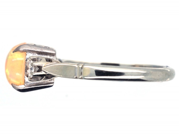 18ct White Gold & Platinum Water Opal & Diamond Ring