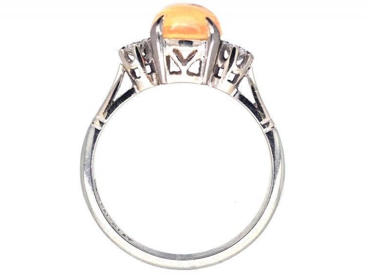 18ct White Gold & Platinum Water Opal & Diamond Ring