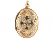 Victorian 15ct Gold Oval Locket with Enamel & Diamond Butterfly