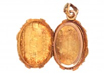 Regency Two Colour 18ct Gold & Natural Split Pearl Ivy Leaf Design Locket