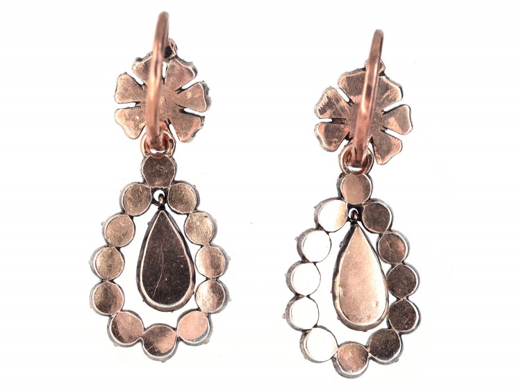 Georgian Rose Diamond Drop Earrings