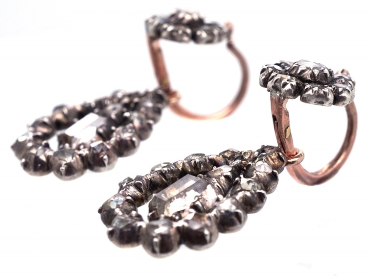 Georgian Rose Diamond Drop Earrings