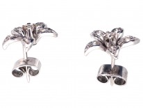 18ct White Gold & Diamond Flower Earrings