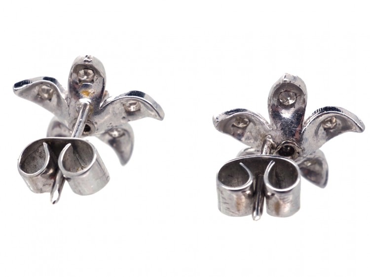 18ct White Gold & Diamond Flower Earrings