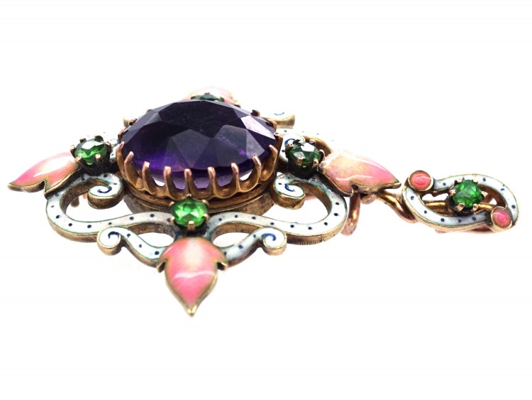 Suffragette 15ct Gold & Enamel Pendant