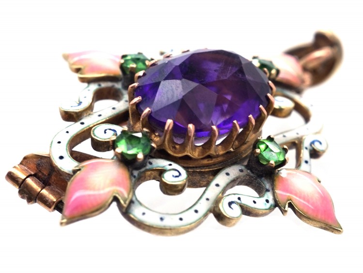 Suffragette 15ct Gold & Enamel Pendant
