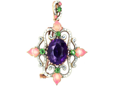 Suffragette 15ct Gold & Enamel Pendant