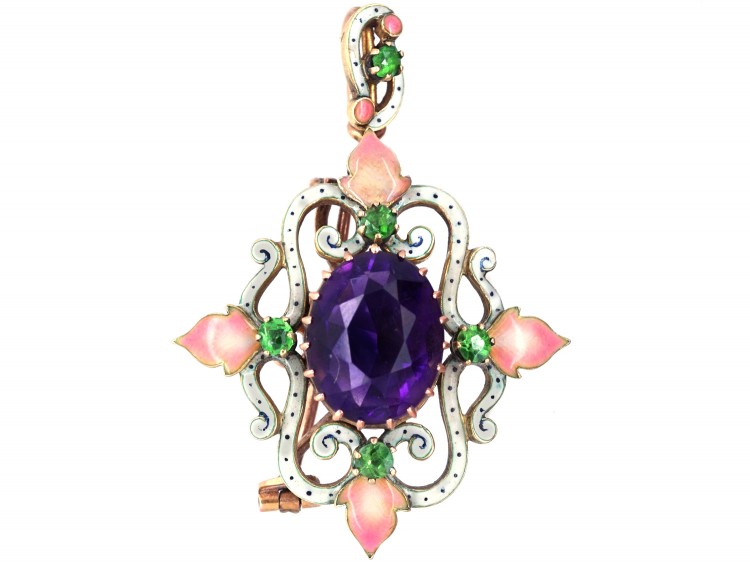 Suffragette 15ct Gold & Enamel Pendant