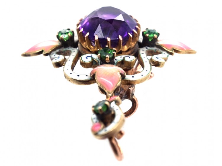 Suffragette 15ct Gold & Enamel Pendant