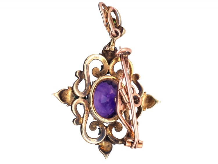Suffragette 15ct Gold & Enamel Pendant