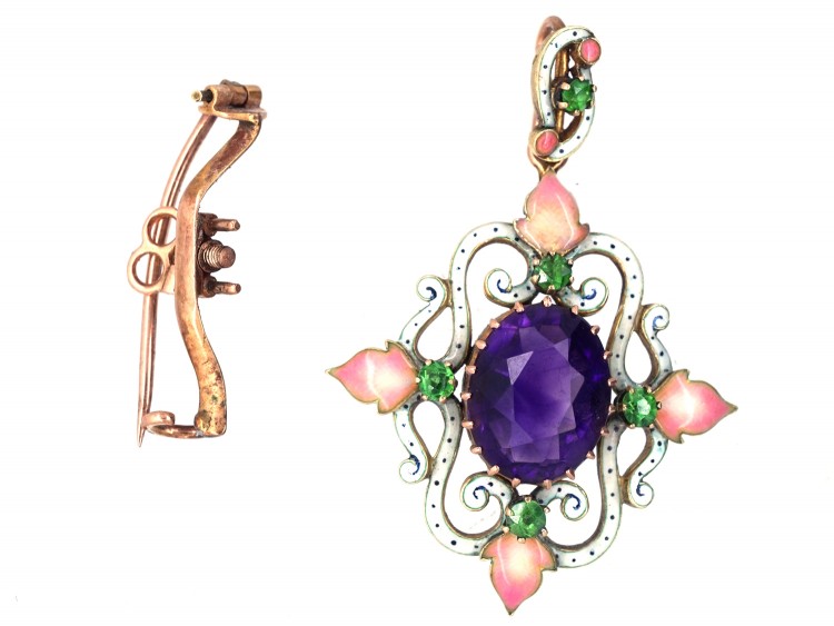 Suffragette 15ct Gold & Enamel Pendant