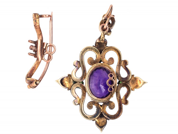 Suffragette 15ct Gold & Enamel Pendant