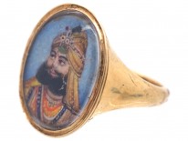 19ct Century 18ct Gold Indian Mughal Miniature Ring