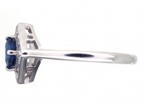 18ct White Gold Diamond & Sapphire Diamond Shaped Ring