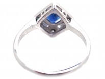 18ct White Gold Diamond & Sapphire Diamond Shaped Ring