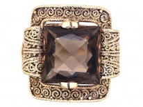 Theodor Farhner Silver Gilt ​& Smoky Quartz Ring