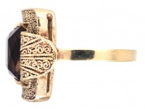 Theodor Farhner Silver Gilt ​& Smoky Quartz Ring