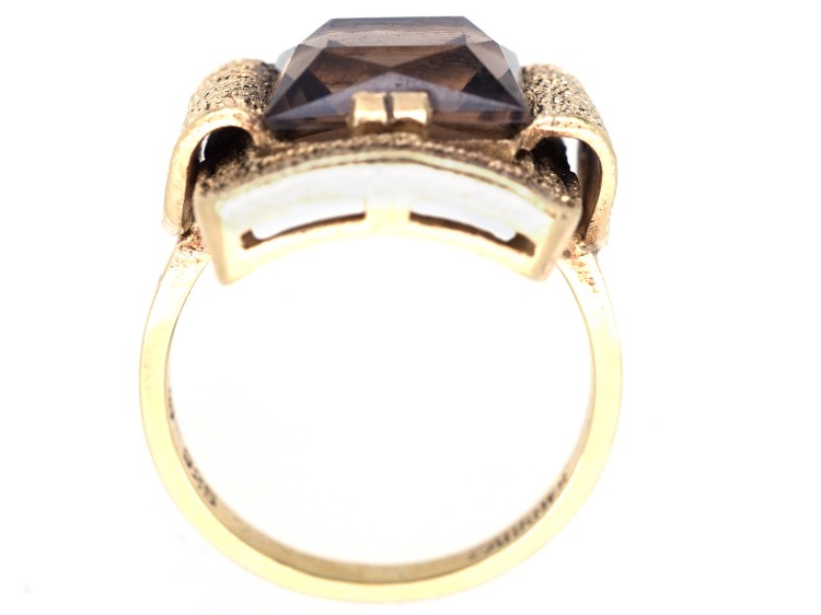 Theodor Farhner Silver Gilt ​& Smoky Quartz Ring