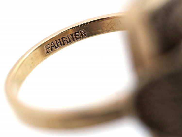 Theodor Farhner Silver Gilt ​& Smoky Quartz Ring
