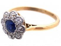 Edwardian Sapphire & Diamond Cluster Ring