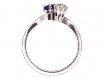 Edwardian Sapphire, Diamond & Platinum Twist Ring