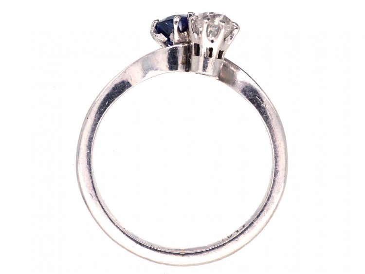 Edwardian Sapphire, Diamond & Platinum Twist Ring