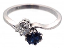 Edwardian Sapphire, Diamond & Platinum Twist Ring