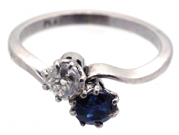 Edwardian Sapphire, Diamond & Platinum Twist Ring