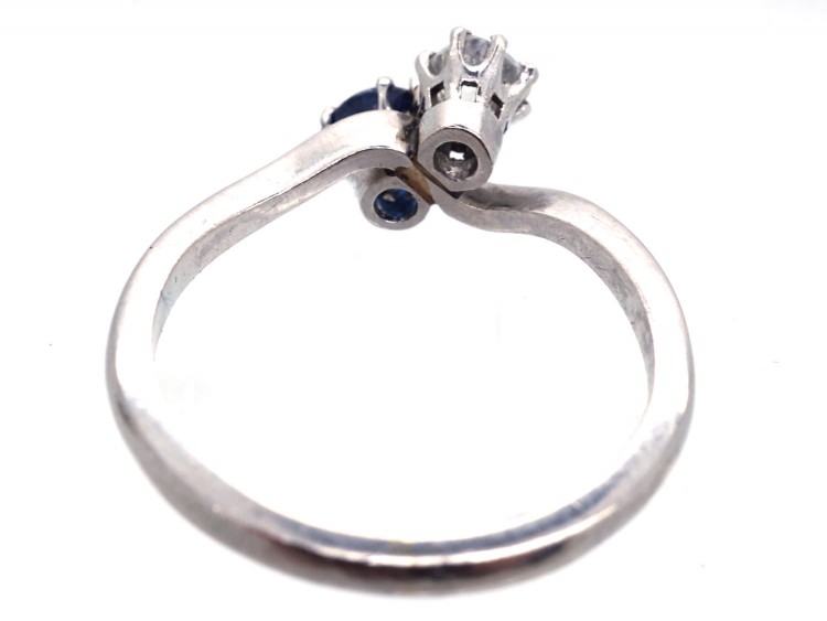 Edwardian Sapphire, Diamond & Platinum Twist Ring