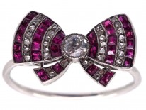 Edwardian Platinum, Ruby & Diamond Bow Ring