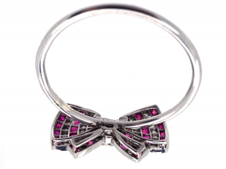 Edwardian Platinum, Ruby & Diamond Bow Ring