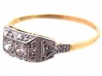 Art Deco Rectangular Two Stone Diamond Ring