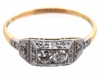Art Deco Rectangular Two Stone Diamond Ring