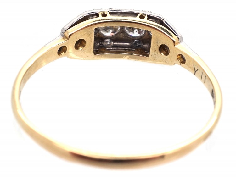 Art Deco Rectangular Two Stone Diamond Ring