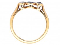 Sapphire & Diamond Millegrain Set Three Stone Ring