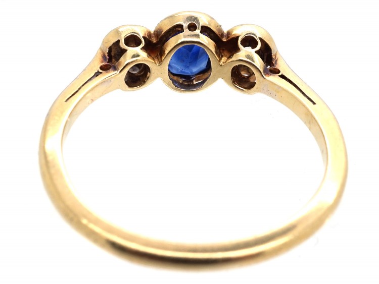 Sapphire & Diamond Millegrain Set Three Stone Ring