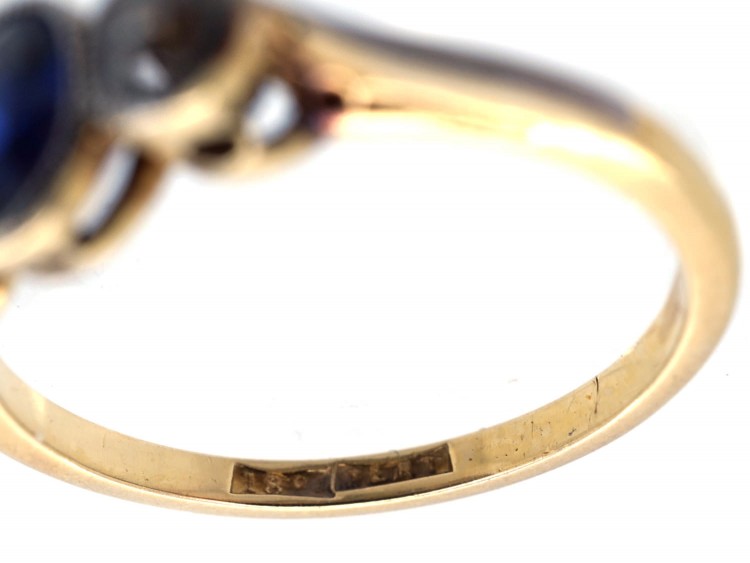 Sapphire & Diamond Millegrain Set Three Stone Ring