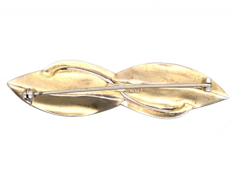 Theodor Farhner Silver Gilt & Marcasite Double Leaf Brooch