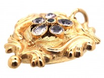 Georgian 15ct Gold & Pansy Motif Pendant with Locket Back