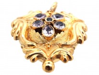 Georgian 15ct Gold & Pansy Motif Pendant with Locket Back