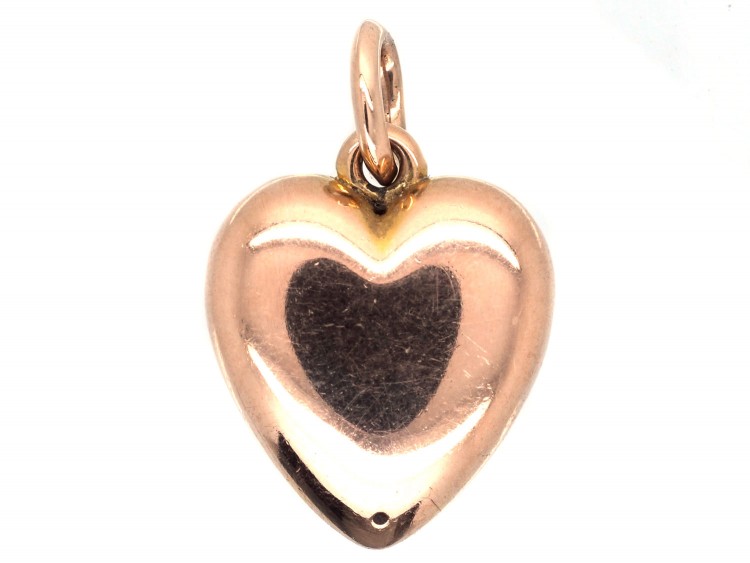 Edwardian 15ct Gold Heart Pendant Set With Natural Split Pearls