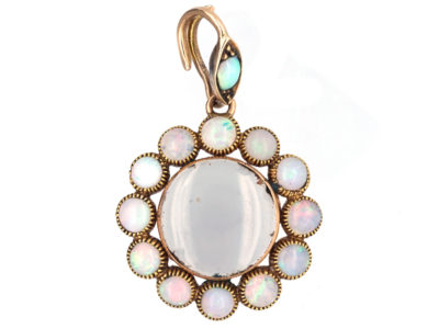 Edwardian 15ct Gold & Opal Locket Pendant