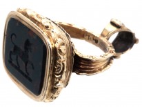Regency Gold Seal with Bloodstone Intaglio of a Dog