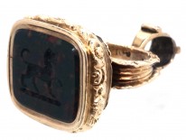 Regency Gold Seal with Bloodstone Intaglio of a Dog