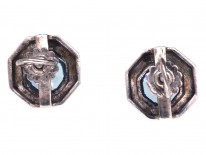 Art Deco Silver & Blue Paste Earrings
