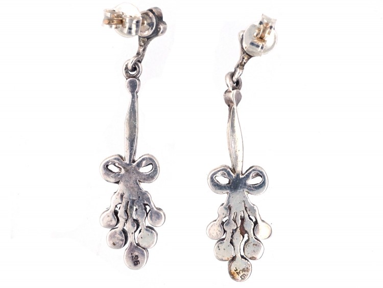 Edwardian Silver & Marcasite Drop Earrings