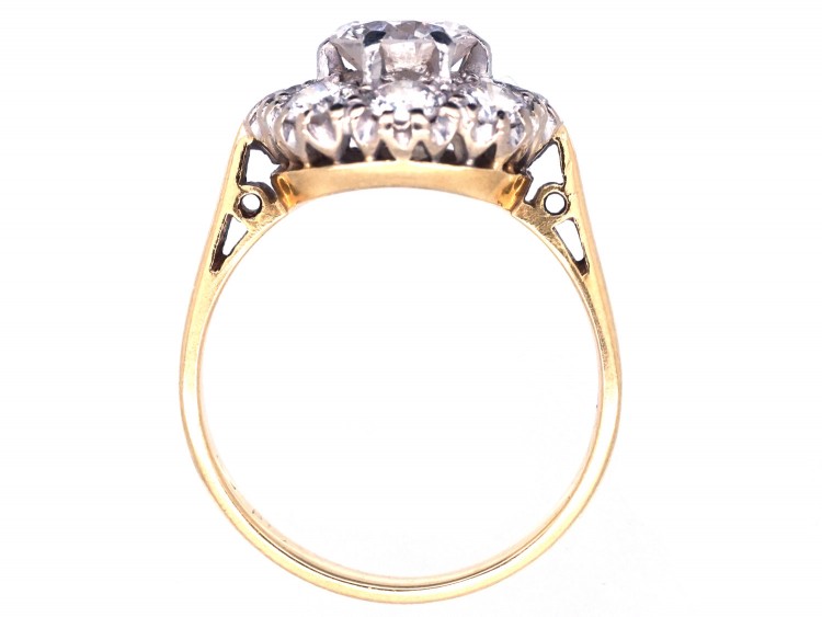 Edwardian 18ct Gold & Platinum Diamond Cluster Ring