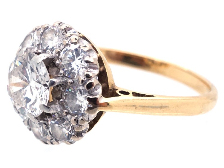Edwardian 18ct Gold & Platinum Diamond Cluster Ring