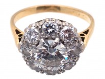 Edwardian 18ct Gold & Platinum Diamond Cluster Ring