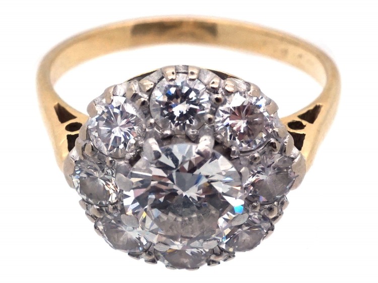 Edwardian 18ct Gold & Platinum Diamond Cluster Ring